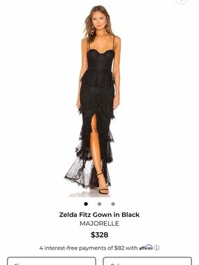 MAJORELLE Black Lace Tiered Maxi Dress